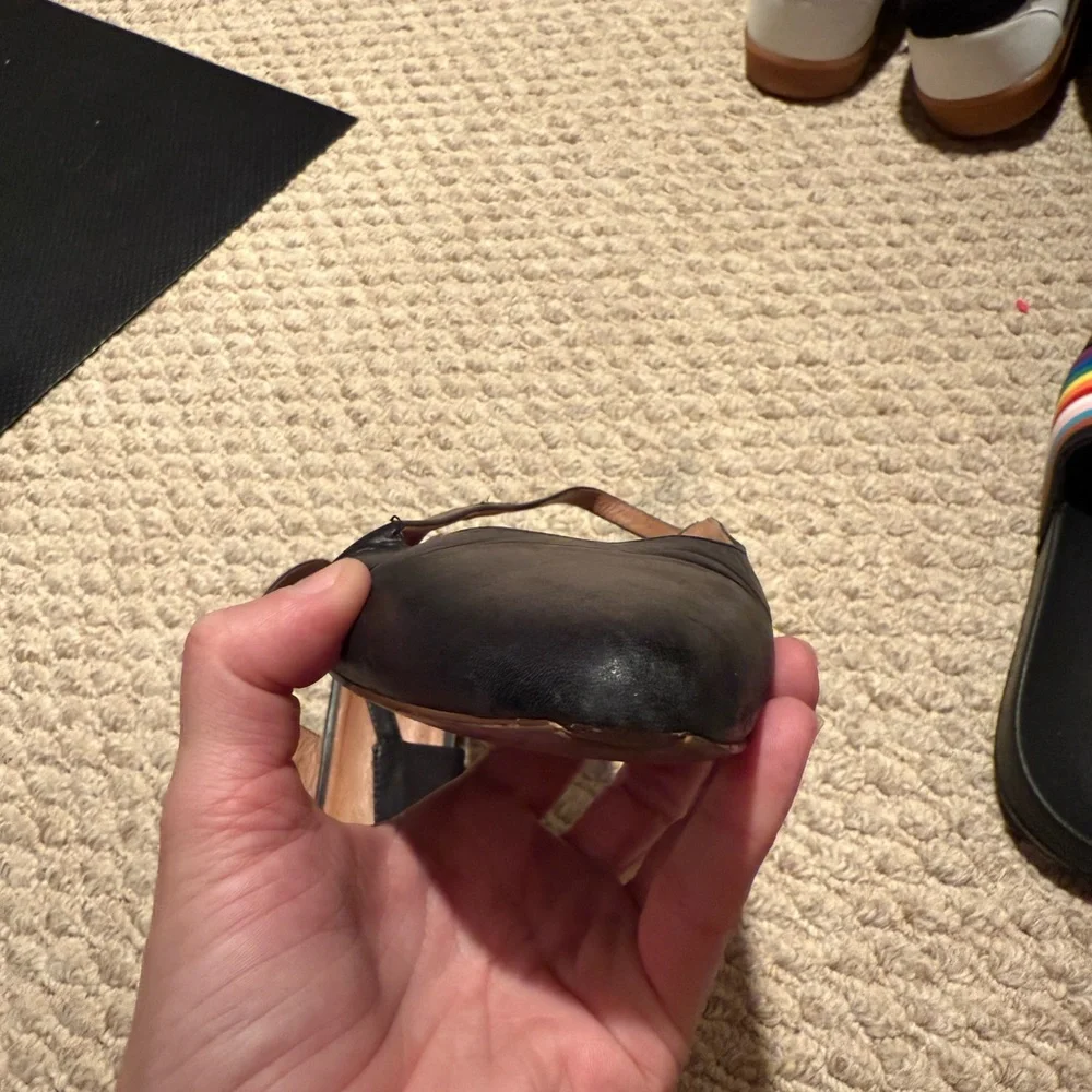 Madewell Black Leather Pointed Slingback Flats